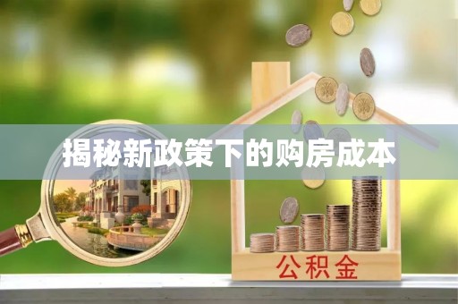 若羌揭秘新政策下的购房成本