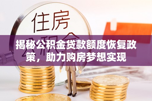 若羌揭秘公积金贷款额度恢复政策，助力购房梦想实现