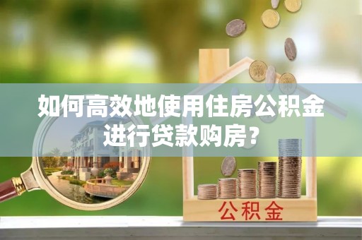 若羌如何高效地使用住房公积金进行贷款购房？